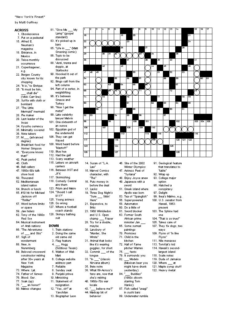 hard crossword puzzles printable