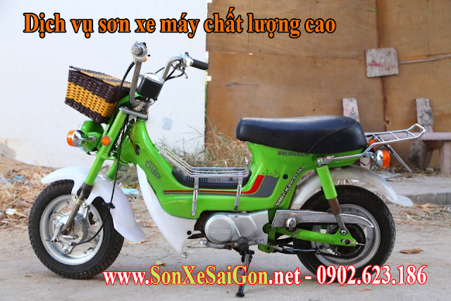 Sơn xe máy Honda Chaly màu xanh lá cực đẹp
