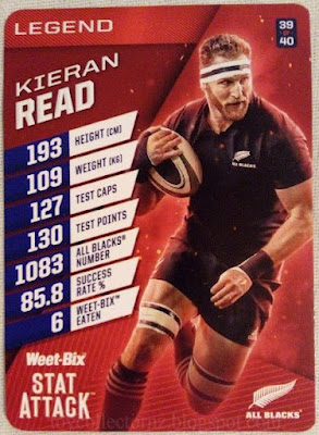 Weet-Bix Rugby Cards 2022 All Blacks Stat Attack Kieran Read Legend Card #39