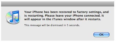 iphone is restored to factory setting