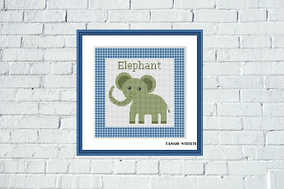 Elephant cross stitch pattern Nursery embroidery design - Tango Stitch