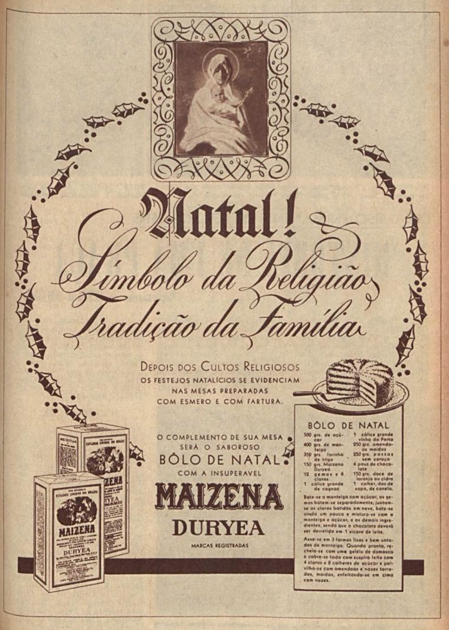 Anúncio antigo da Maizena com receita para o Natal de 1949