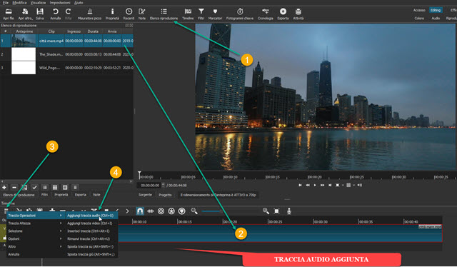 aggiungere traccia audio shotcut