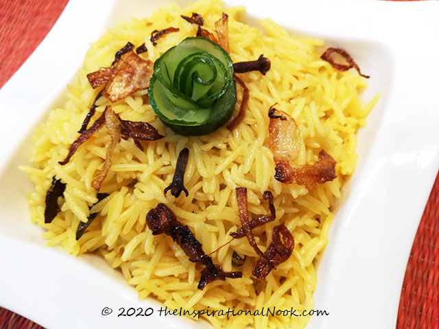 Yellow rice with cucumber rose