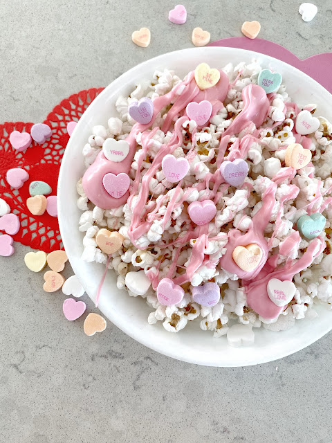 Conversation Heart Valentine's Day Popcorn, Easy Valentine's Day Treats
