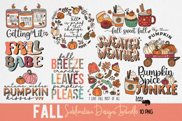 Daily SVG 10 Fall Autumn Sublimation Design Bundle create your own DIY projects using your Cricut Explore, Silhouette Cameo and more.