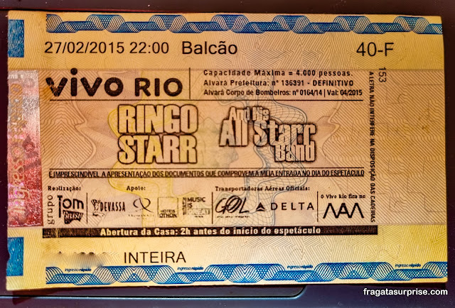 Ingresso para o show de Ringo Starr no Brasil