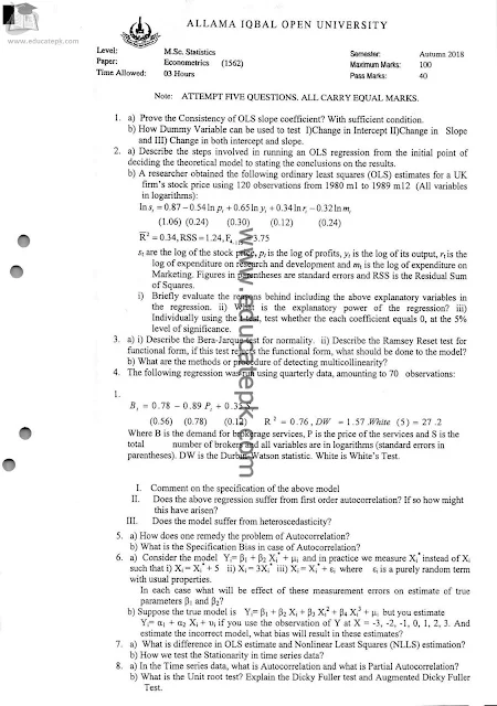 aiou-msc-statistics-old-papers-1562