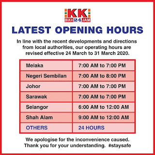 KK Super Mart Outlets Business Operating Hour Updated (24 March - 31 March 2020)