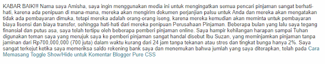 Contoh Komentar yang Bersifat SPAM