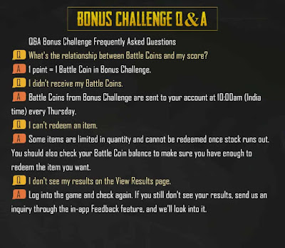 PUBG Mobile India Bonus Challenge FAQ