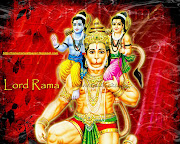 Lord hanuman with rama and lakshman on his shoulder