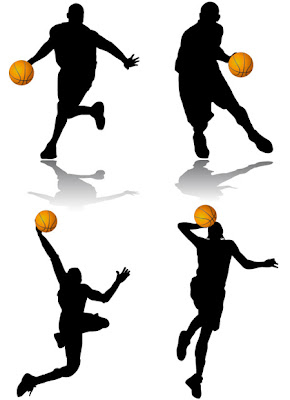 cool sports players of basketball playing and snatching