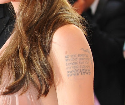 Angelina Jolie is sporting a new tattoo. Just like Brad Pitt, Angelina Jolie