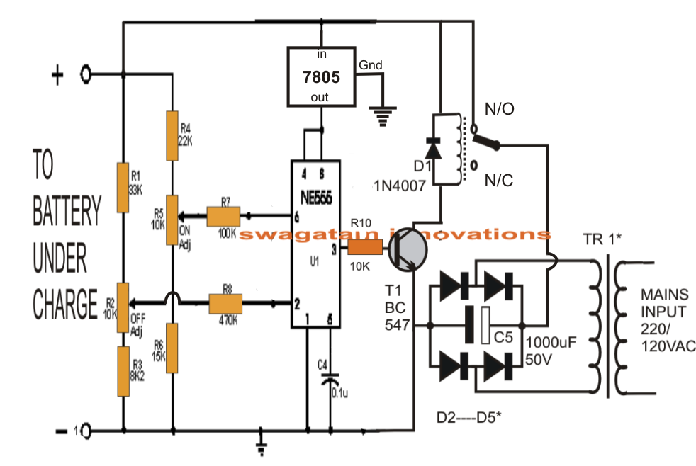 Automatic Lead Acid Battery Charger Circuit Using IC 555 ...