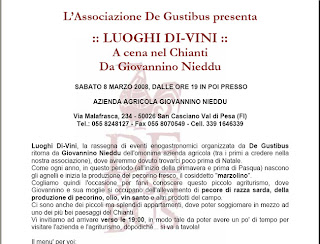 Associazione De Gustibus :: Luoghi Di-Vini si ferma da Giovannino Nieddu, nel Chianti vicino a Firenze :: 8 marzo 2008, ore 19