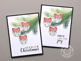 Sunny Studio Stamps: Holiday Style Believe in The Magic of Christmas Jingle Bell Card by Emily Leiphart.