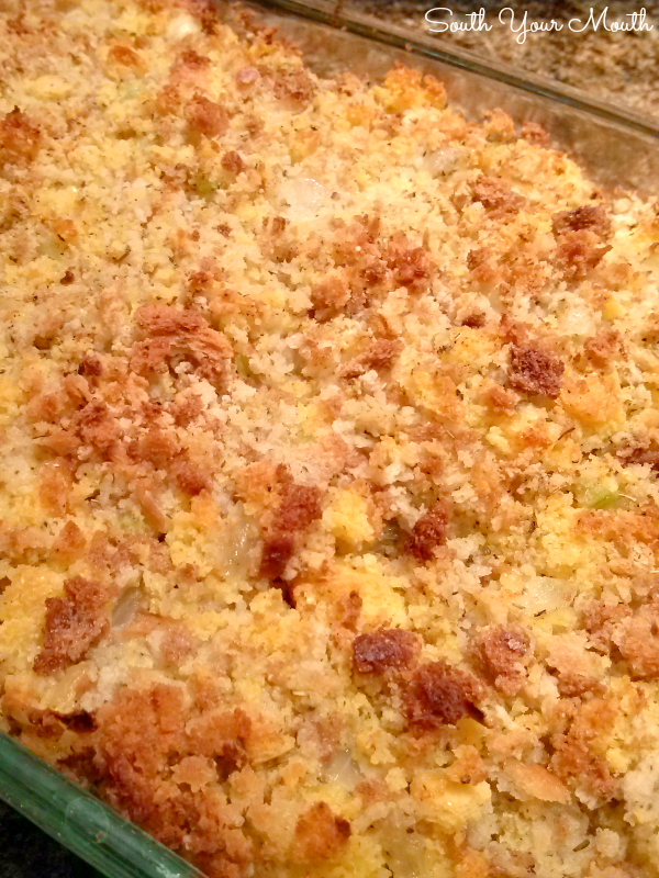 Mama’s Special Cornbread Dressing! My family's recipe for turkey dressing made with Southern cornbread AND herb stuffing for a Thanksgiving side dish everyone will love.
