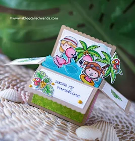 Sunny Studio Stamps: Fabulous Flamingos Coastal Cuties Sending Sunshine Fluffy Clouds Summer Themed Pop Up Card by Wanda Guess