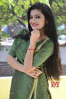 Akshitha cute beauty in Green Salwar at Satya Gang Movie Audio Success meet ~  Exclusive Galleries 031.jpg