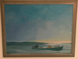 Maine Maritime Painting by Francis Quirk,   Boat in an Ocean, Quirk Artist, Maine Painter