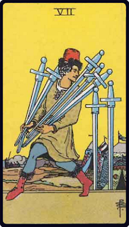 The 7 of Swords - Tarot Card from the Rider-Waite Deck