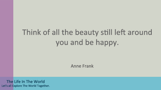  Think of all the beauty still left around you and be happy.