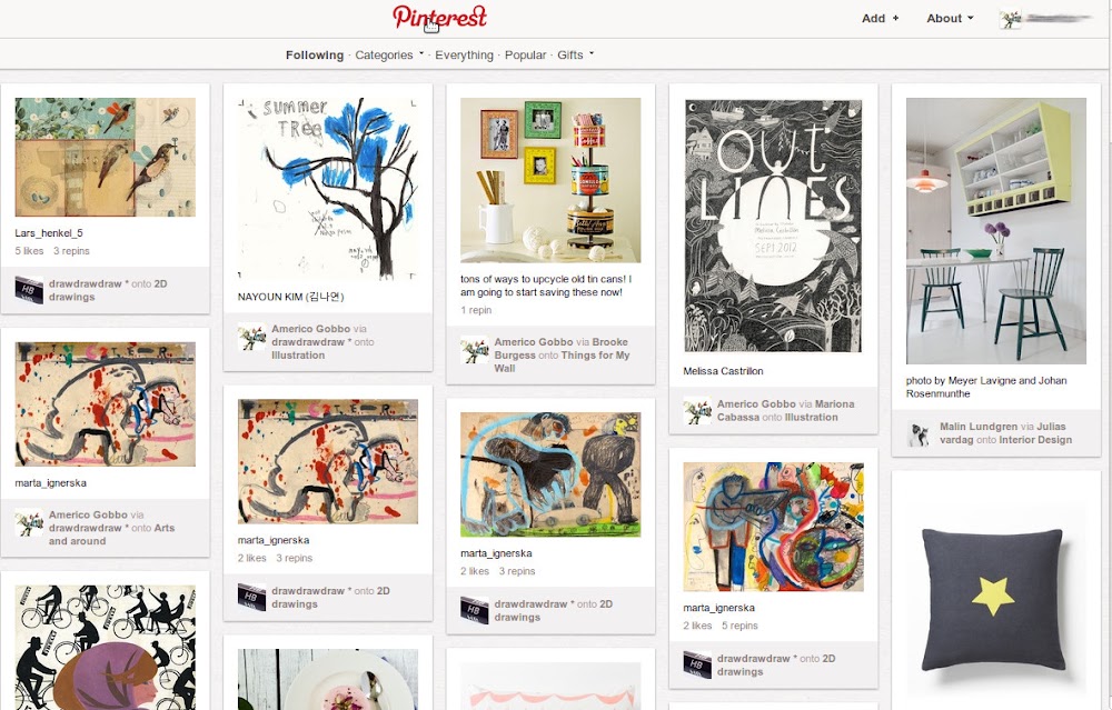 A preview of an account's opening page from pinterest.