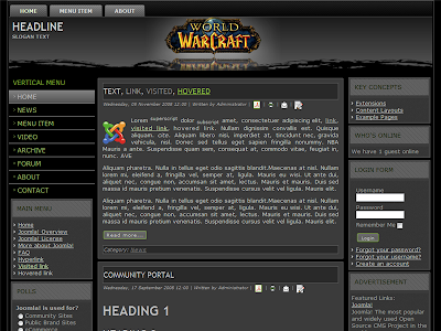 world of warcraft template with balack background