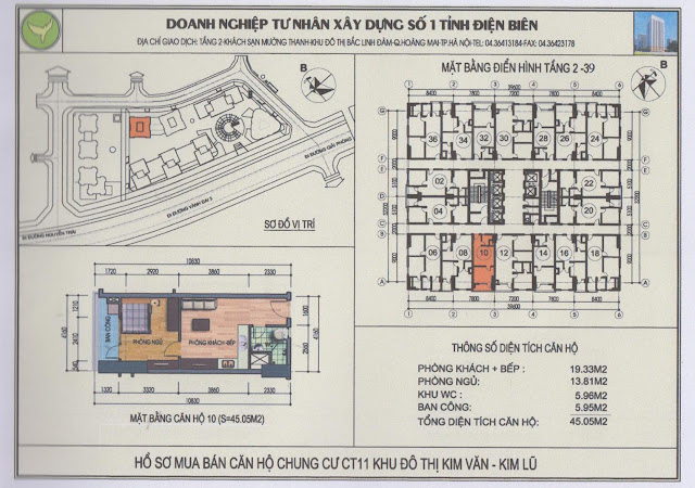 MẶT BẰNG CÁC CĂN HỘ KIM VĂN KIM LŨ CT11