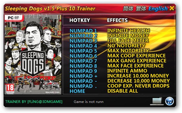 sleeping dogs 10 trainer for 1 5 sleeping dogs v1
