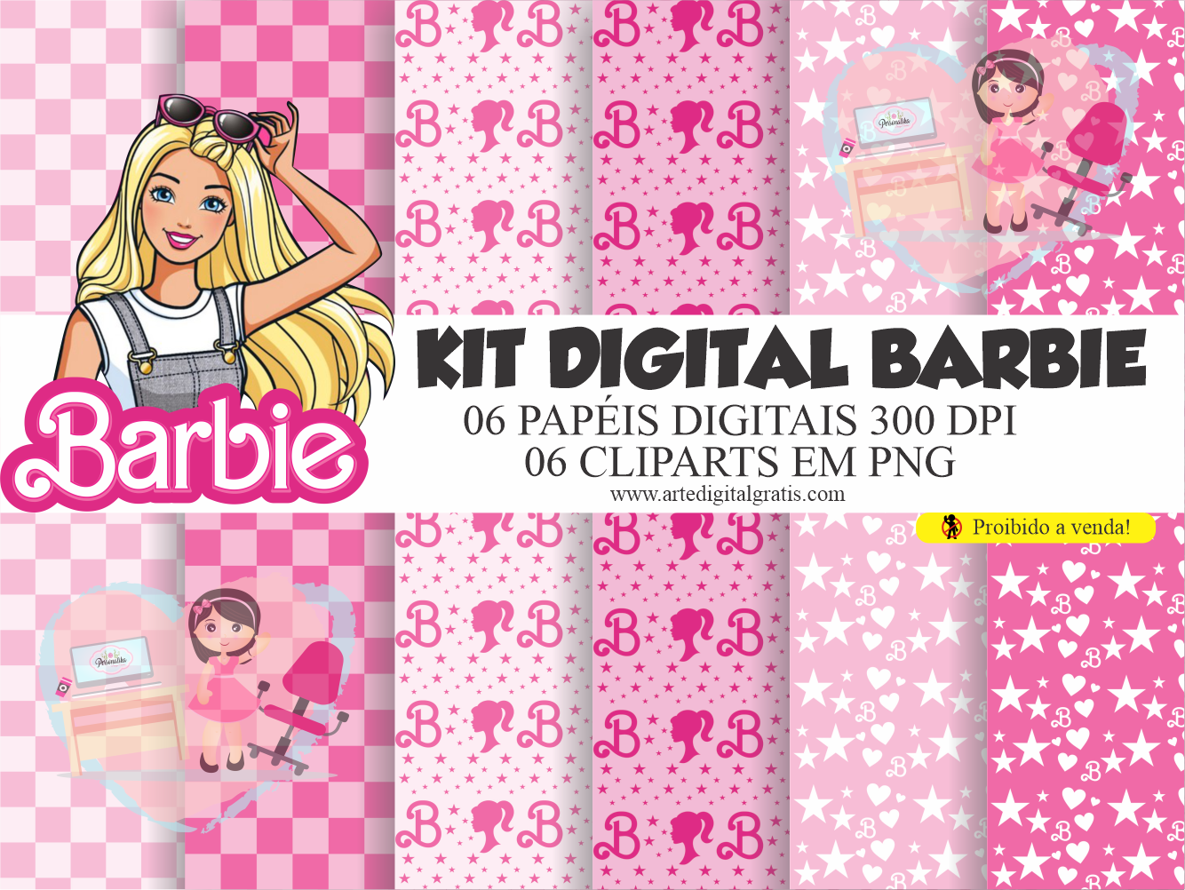 Kit Digital 39 Páginas para Imprimir e Colorir da Barbie