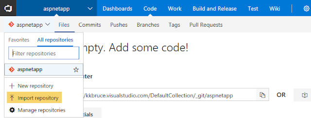 VSTS Import a repository2