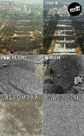 Obama, Trump, Pink Floyd, Queen, alfombra, tv sin señal