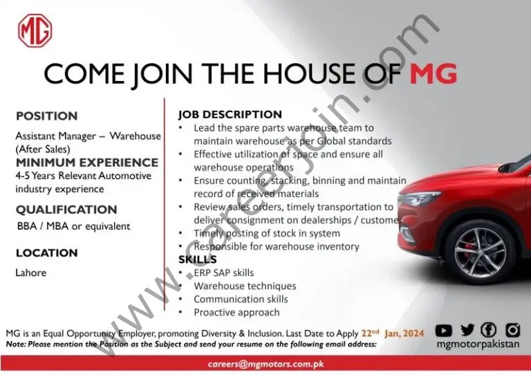 Jobs in MG Motors Pakistan