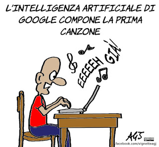 musica, intelligenza artificiale, google, umorismo, vignetta