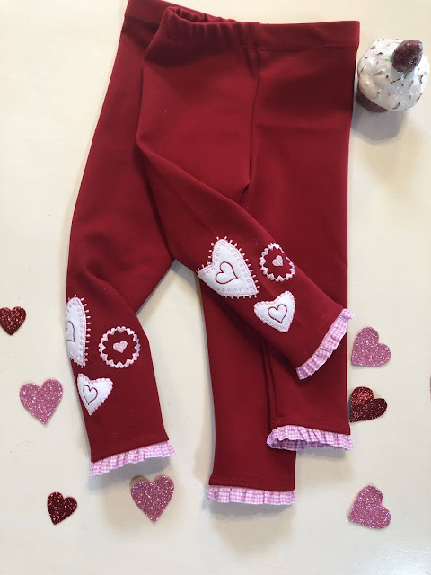 Simplicity 8706 Valentine leggings created with Pfaff Creative Icon Applique Creator