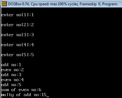 WAP to check whether element of array is odd or even and also find their sum and product.