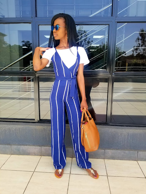 How To Wear A Striped Jumpsuit Casually