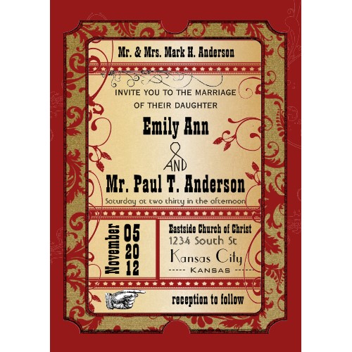 Order your Vintage Broadway Movie Theater Tickets Wedding Invitations