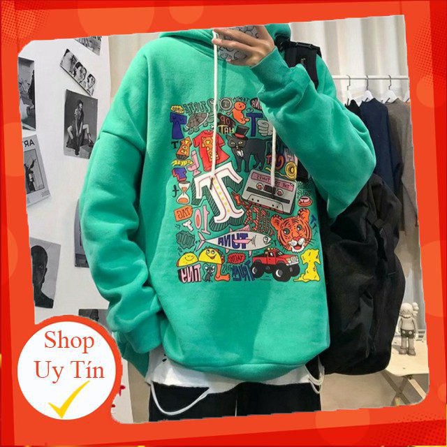 Áo Hoodie Nam Nữ phong cách Harajuku cá tính chất nỉ trần bông SG786