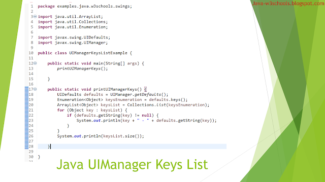 Java UIManager Keys List