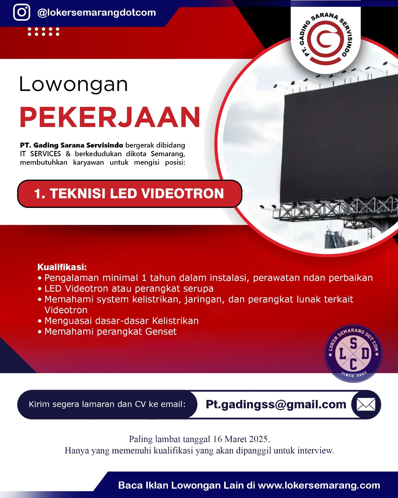 Loker Semarang di Perusahaan IT Services PT Gading Sarana Servisindo
