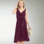 JCP-Jones Wear Satin Tie Waist Dress Maroon