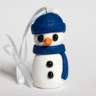 Blue hat fimo snowman