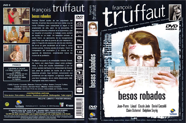 BESOS ROBADOS. España. Carátula DVD. Portada basada en el diseño de René Ferracci. Editora: DeAPlaneta Home Entertainment. De nuestra colección personal. BESOS ROBADOS. Baisers volés. 1968. Francia. Dirección: François Truffaut. Reparto: Jean-Pierre Léaud, Claude Jade, Delphine Seyrig, Michael Lonsdale, Harry-Max, André Falcon, Daniel Ceccaldi, Claire Duhamel, Catherine Lutz, Marie-France Pisier, Martine Brochard.