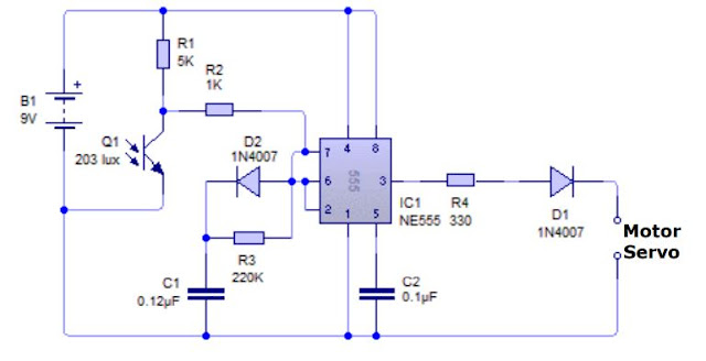 Implementasi Sensor Phototransistor dengan Motor Servo