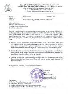 Informasi Pemutakhiran Dapodik Versi 4.0.0/4.0.1 Paling Lambat 15 September 2015