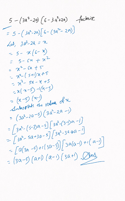 Factorise 5-(3a²-2a)(6-3a²+2a)