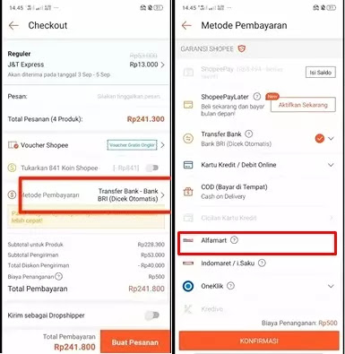 cara bayar shopee di alfamart